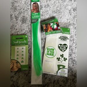 St. Patrick’s Day Accessories Bundle Green Hair Nail Jewels Tattoos Beach Ball